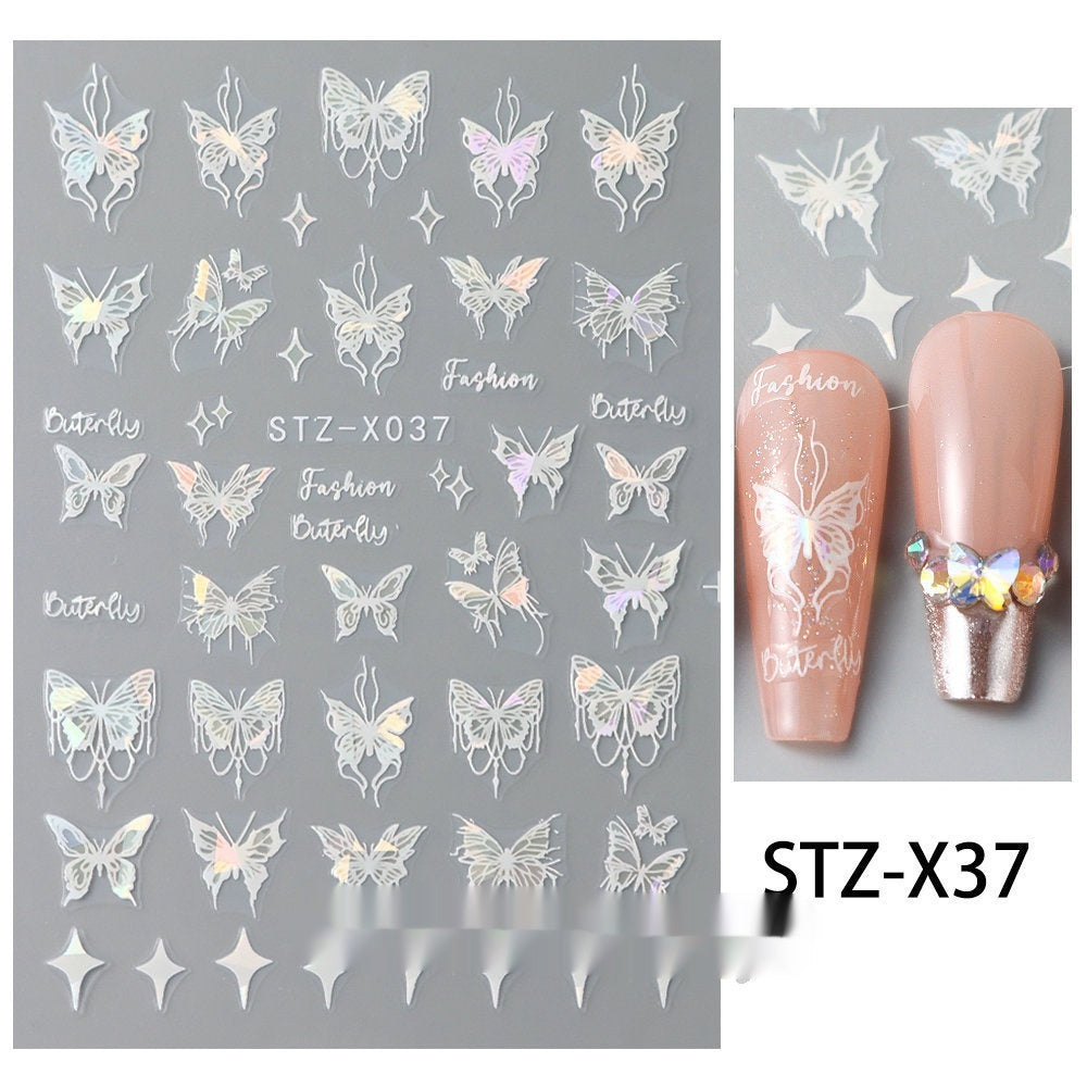 New Nail Beauty Black And Silver Strip Sticker