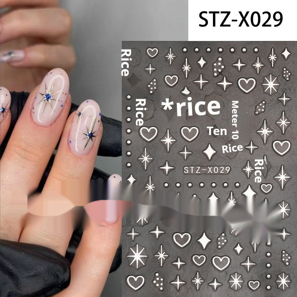New Nail Beauty Black And Silver Strip Sticker