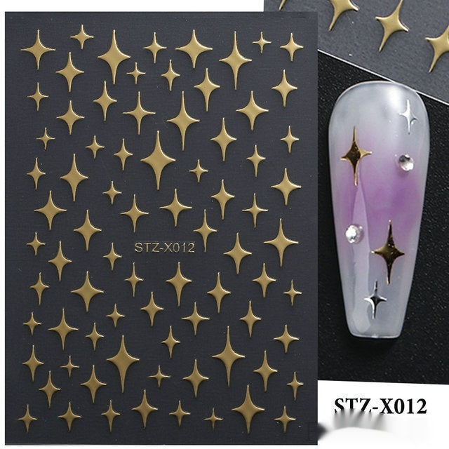 New Nail Beauty Black And Silver Strip Sticker