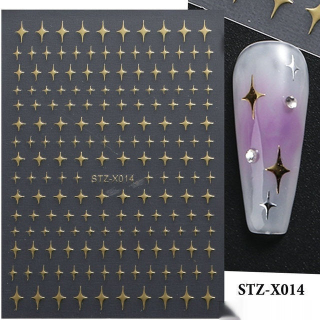 New Nail Beauty Black And Silver Strip Sticker