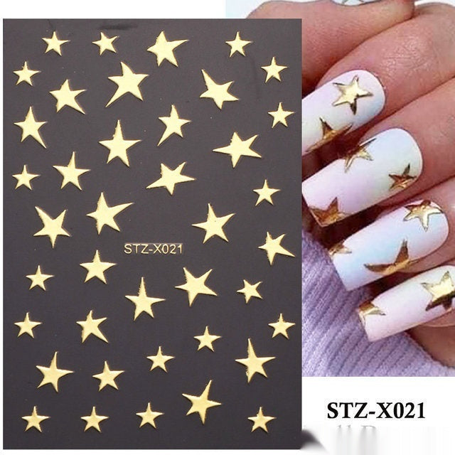 New Nail Beauty Black And Silver Strip Sticker