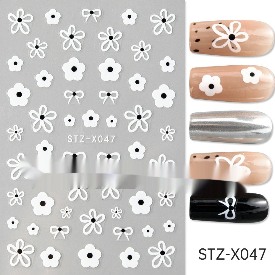 New Nail Beauty Black And Silver Strip Sticker