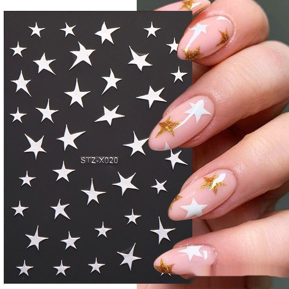 New Nail Beauty Black And Silver Strip Sticker