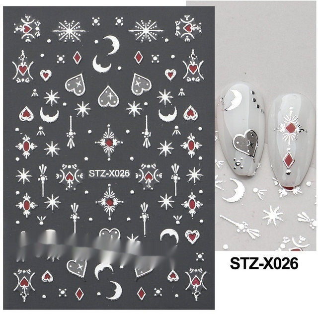 New Nail Beauty Black And Silver Strip Sticker