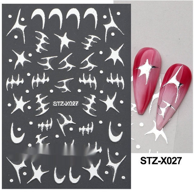 New Nail Beauty Black And Silver Strip Sticker