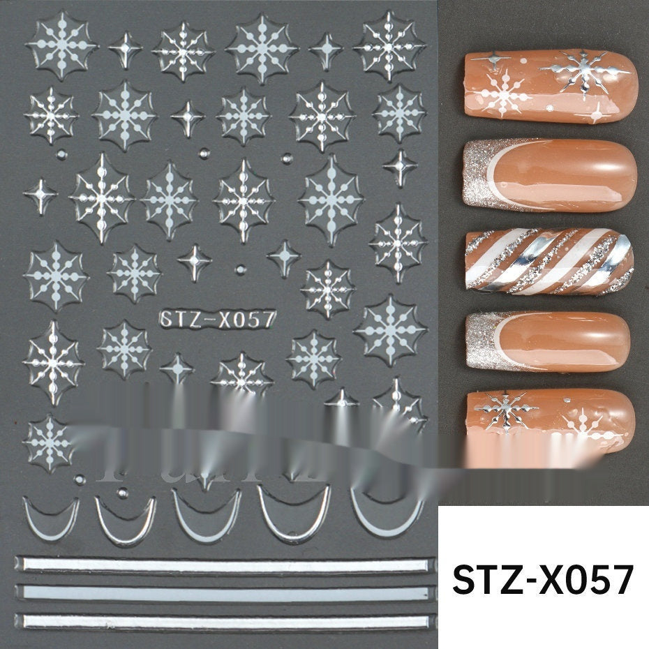 New Nail Beauty Black And Silver Strip Sticker