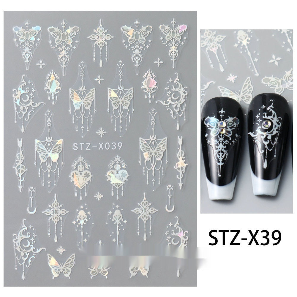 New Nail Beauty Black And Silver Strip Sticker