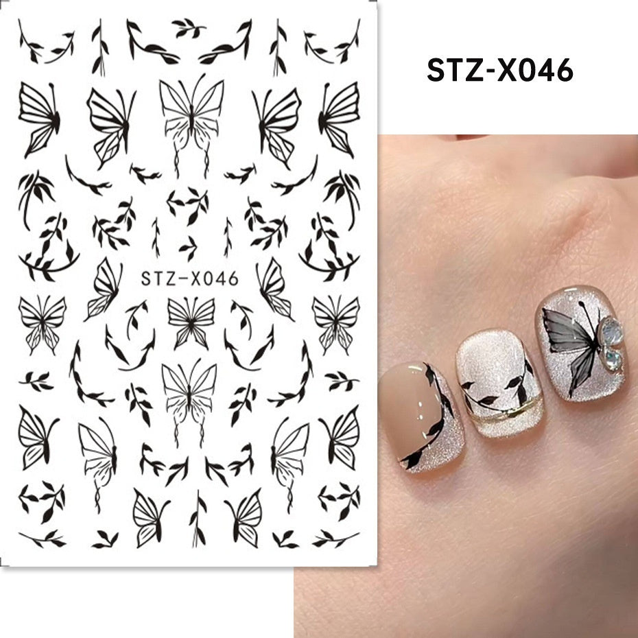 New Nail Beauty Black And Silver Strip Sticker