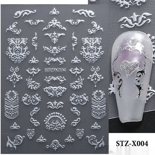 New Nail Beauty Black And Silver Strip Sticker