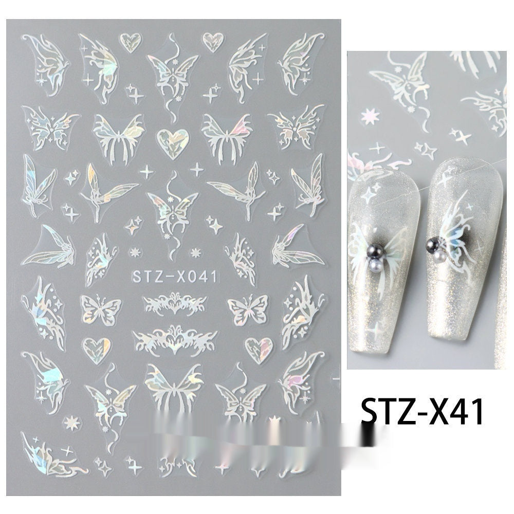 New Nail Beauty Black And Silver Strip Sticker