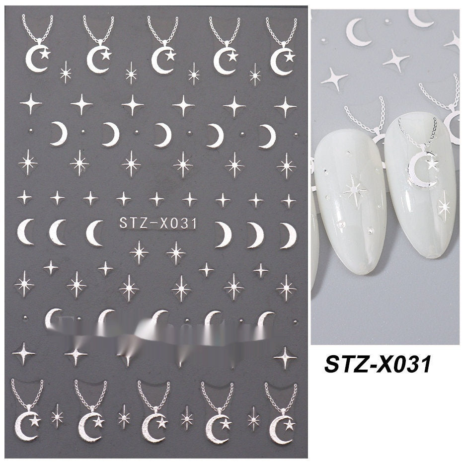 New Nail Beauty Black And Silver Strip Sticker