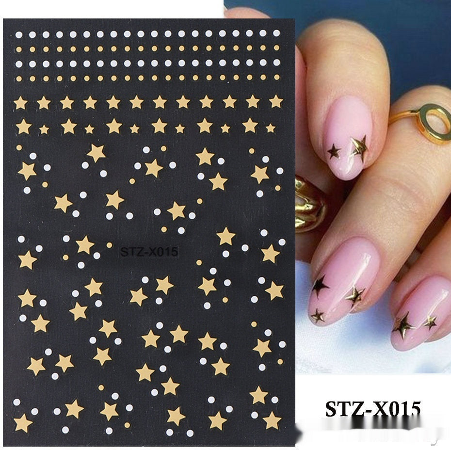 New Nail Beauty Black And Silver Strip Sticker