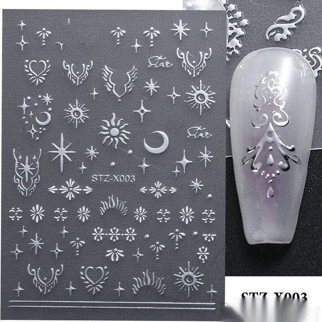 New Nail Beauty Black And Silver Strip Sticker