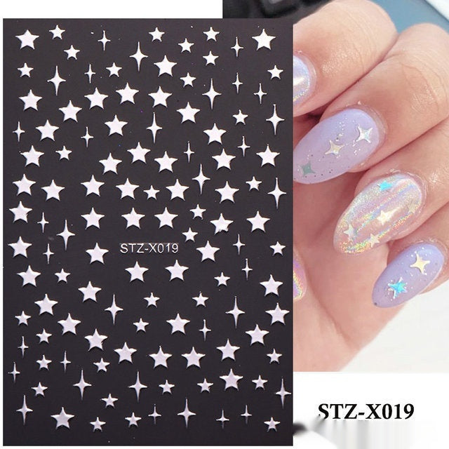 New Nail Beauty Black And Silver Strip Sticker