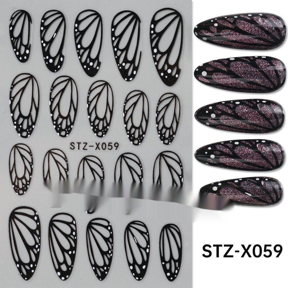 New Nail Beauty Black And Silver Strip Sticker