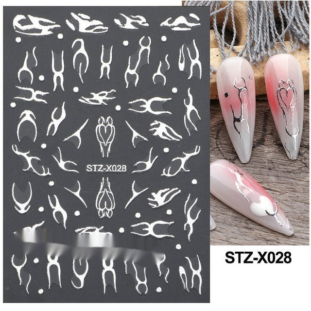 New Nail Beauty Black And Silver Strip Sticker