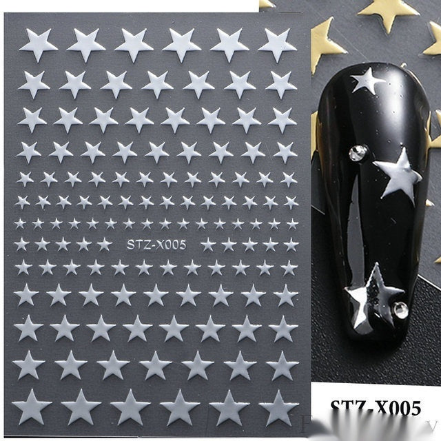 New Nail Beauty Black And Silver Strip Sticker