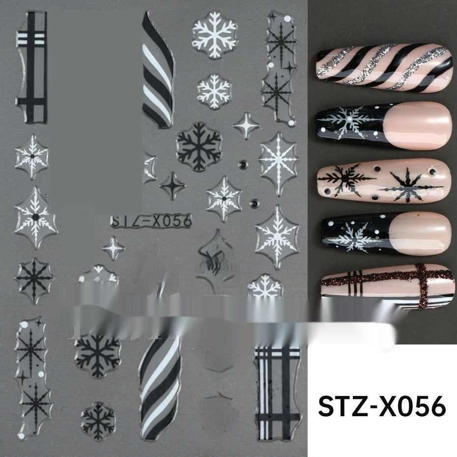 New Nail Beauty Black And Silver Strip Sticker