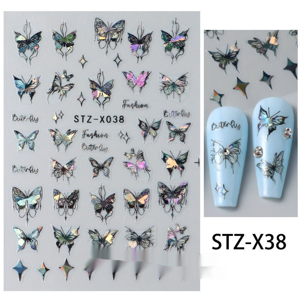 New Nail Beauty Black And Silver Strip Sticker