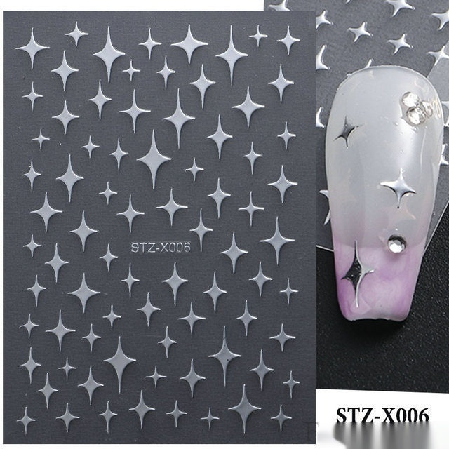 New Nail Beauty Black And Silver Strip Sticker