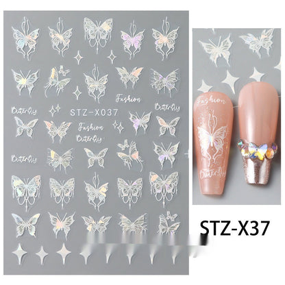 New Nail Beauty Black And Silver Strip Sticker