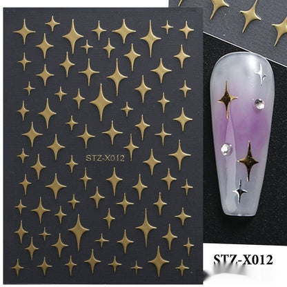 New Nail Beauty Black And Silver Strip Sticker