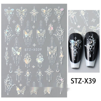 New Nail Beauty Black And Silver Strip Sticker