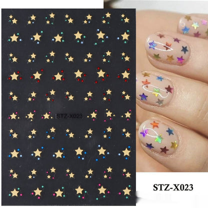 New Nail Beauty Black And Silver Strip Sticker