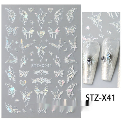 New Nail Beauty Black And Silver Strip Sticker