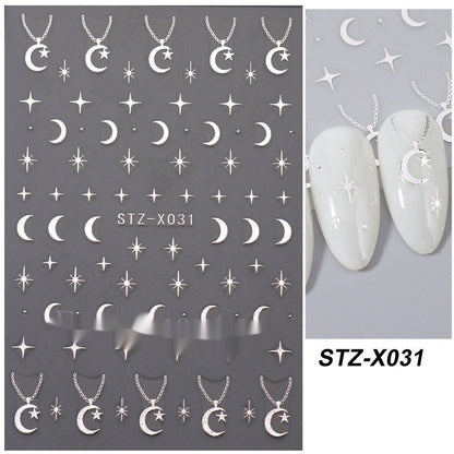 New Nail Beauty Black And Silver Strip Sticker