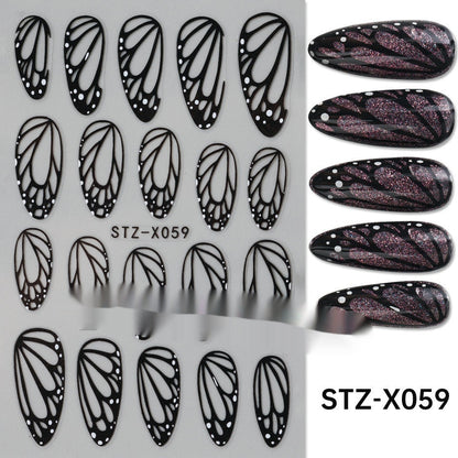 New Nail Beauty Black And Silver Strip Sticker