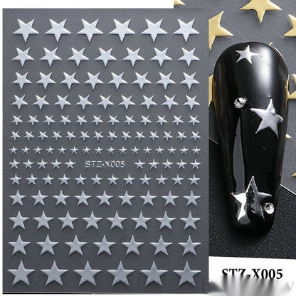 New Nail Beauty Black And Silver Strip Sticker