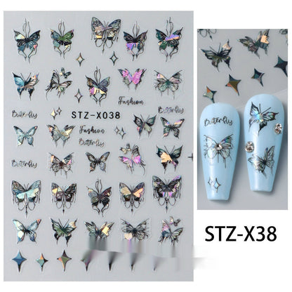 New Nail Beauty Black And Silver Strip Sticker